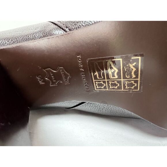 TORY BURCH Buckled pebbled-leather boots brown size 9 - Picture 10 of 11
